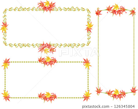 Vintage calligraphy style frame material 119 <Maple frame, decorative border, decorative frame, autumn> 126345804