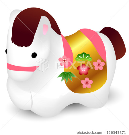 Horse New Year's card lucky icon 126345871