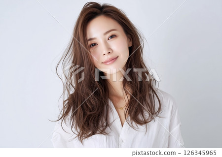 "AI-generated image" of a woman in her 30s or 40s with beautiful skin 126345965