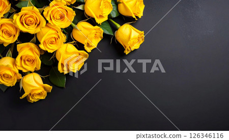 黑色背景與黃玫瑰 126346116