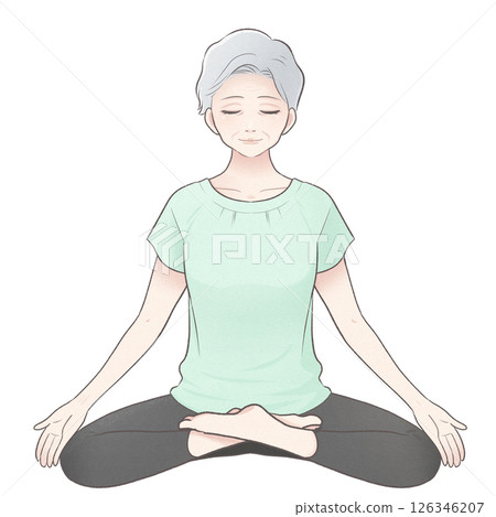 Senior women playing yoga 126346207