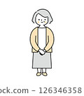 A simple illustration of a middle-aged woman with folded hands 126346358