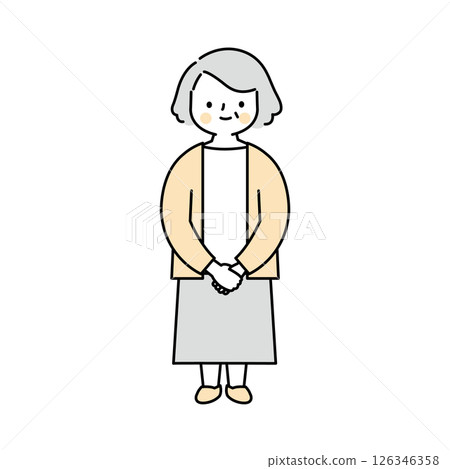 A simple illustration of a middle-aged woman with folded hands A simple illustration of a middle-aged woman with folded hands 126346358