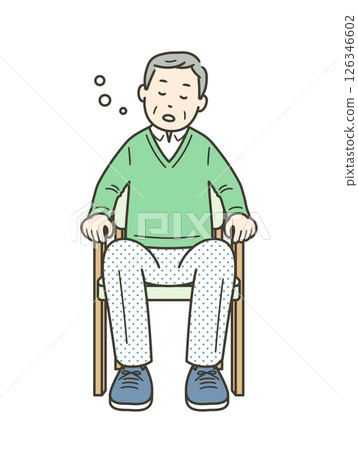 老人坐在椅子上打瞌睡 老人坐在椅子上打瞌睡 126346602