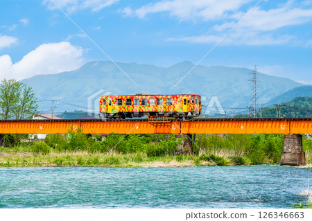 Yamagata Railway Flower Nagai Line Train crossing the Nogawa Bridge (Ayame Park - Uzen Narita) 126346663