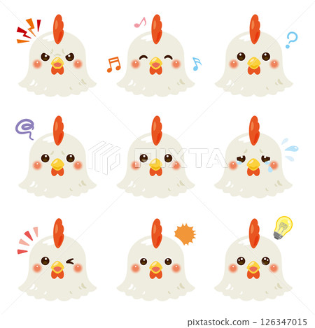 雞角色插圖集 - 僅限臉部表情 126347015