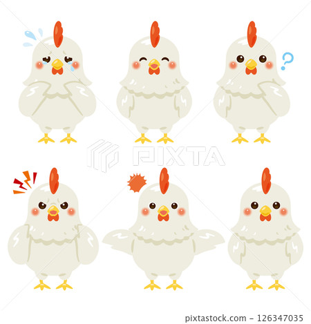 雞人物插圖臉部表情集 雞人物插圖臉部表情集 126347035