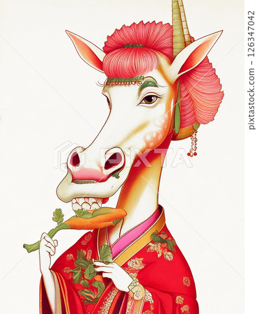 一匹扮成藝伎的滑稽馬,生成式人工智慧,人工智慧圖像 一匹扮成藝伎的滑稽馬,生成式人工智慧,人工智慧圖像 126347042