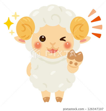 Sheep character illustration giving a good sign Sheep character illustration giving a good sign 126347107