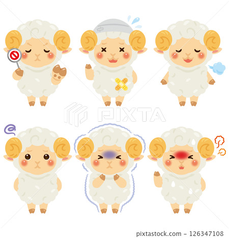 不同狀態的綿羊人物插圖集 126347108
