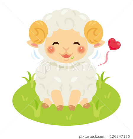 綿羊在牧場上吃草的插圖 綿羊在牧場上吃草的插圖 126347130