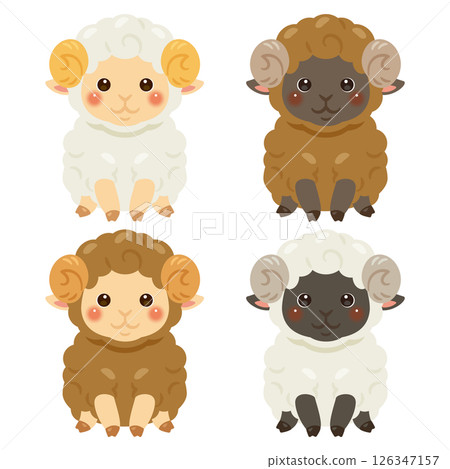 Sheep different color illustration set 126347157