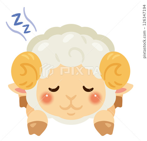 一隻羊趴著睡覺的插圖 126347194