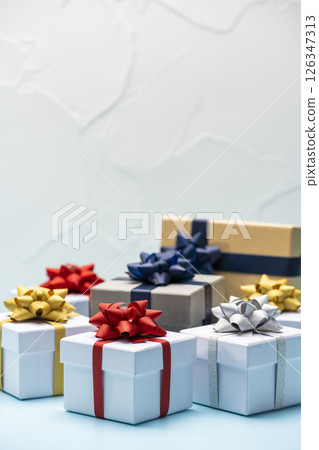 Collection of gift boxes with ribbons 126347313