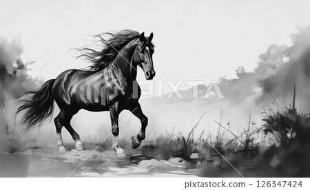Galloping horse, Generative AI, AI images 126347424