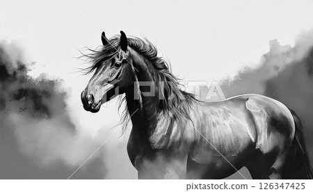 Galloping horse, Generative AI, AI images 126347425