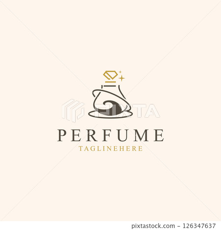 Perfume bootle logo design symbol can be used for business and cosmetic perfume shop template 126347637