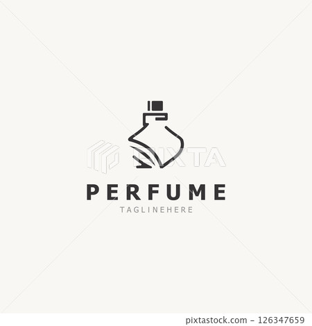 Perfume bootle logo design symbol can be used for business and cosmetic perfume shop template Perfume bootle logo design symbol can be used for business and cosmetic perfume shop template 126347659
