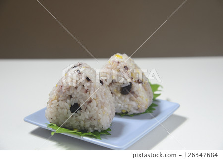 Multigrain rice balls on a plate Multigrain rice balls on a plate 126347684