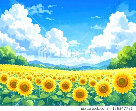 Summer sky, cumulonimbus clouds and sunflower fields Summer sky, cumulonimbus clouds and sunflower fields 126347751