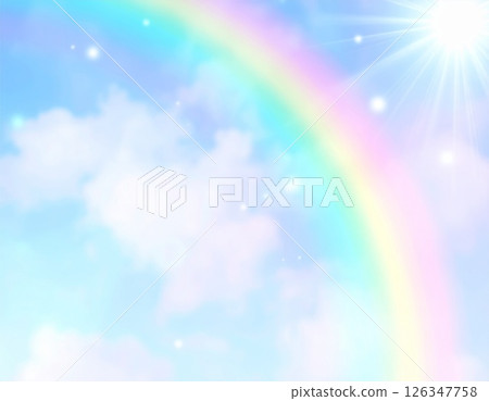 藍天上的彩虹圖像 126347758