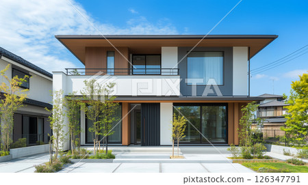 以白色和木質為主題的日式獨棟住宅 126347791