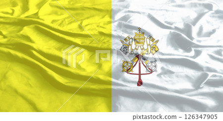 Vatican City Flag Wind Waving Close Up 126347905