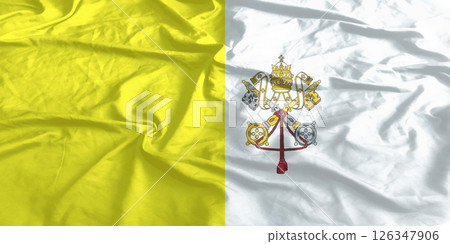 Vatican City Flag Wind Waving Close Up 126347906