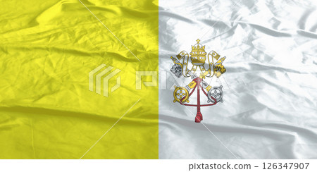 Vatican City Flag Wind Waving Close Up Vatican City Flag Wind Waving Close Up 126347907