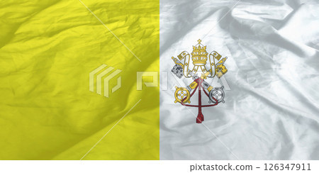 Vatican City Flag Wind Waving Close Up 126347911
