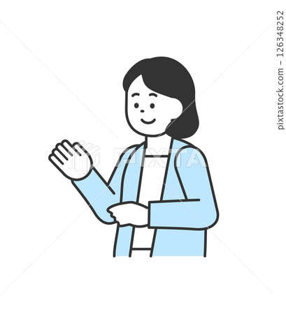 Illustration of a woman explaining with her hand Vector Illustration of a woman explaining with her hand Vector 126348252