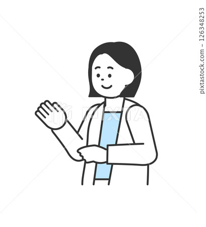 Illustration of a woman explaining with her hand Vector Illustration of a woman explaining with her hand Vector 126348253