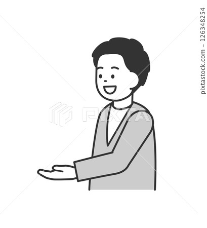 Illustration of a man explaining with his hand Vector 126348254