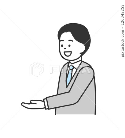 Illustration of a man explaining with his hand Vector 126348255