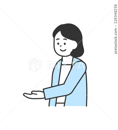 Illustration of a woman explaining with her hand Vector 126348256