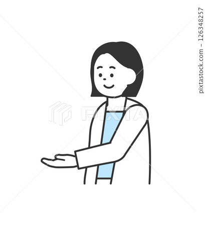 Illustration of a woman explaining with her hand Vector 126348257