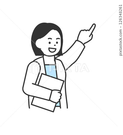 一位婦女指點並解釋的插圖 — 向量圖 一位婦女指點並解釋的插圖 — 向量圖 126348261
