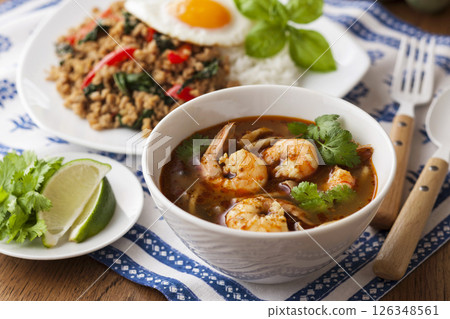 Tom Yum Goong and Gapao Rice 126348561