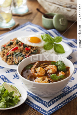 Tom Yum Goong and Gapao Rice 126348562