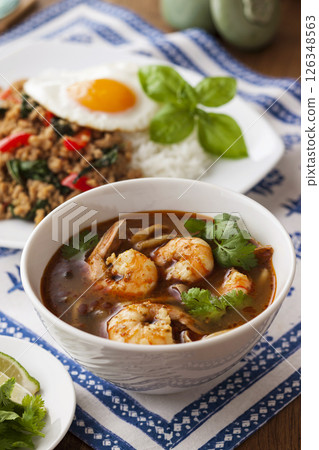 Tom Yum Goong and Gapao Rice 126348563