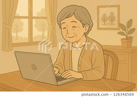 使用計算機的資深婦女 126348569