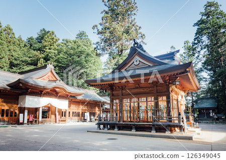 <安曇野> 穗高神社、本殿、神樂堂、拜殿 <安曇野> 穗高神社、本殿、神樂堂、拜殿 126349045
