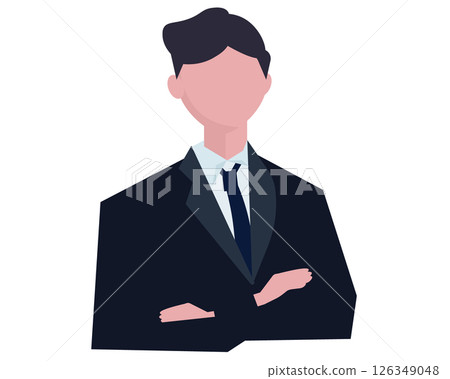 Bossy businessman with his arms folded. A businessman with his arms folded. Young CEO. Vector illustration Bossy businessman with his arms folded. A businessman with his arms folded. Young CEO. Vector illustration 126349048