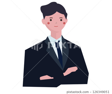 Smiling businessman with arms crossed. Confident businessman. Businessman man. Vector illustration 126349051