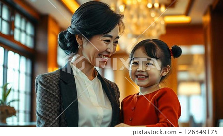 A girl and her mother from a wealthy family A girl and her mother from a wealthy family 126349175