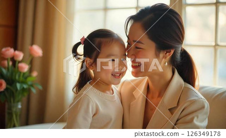 看著鮮花的家庭 126349178