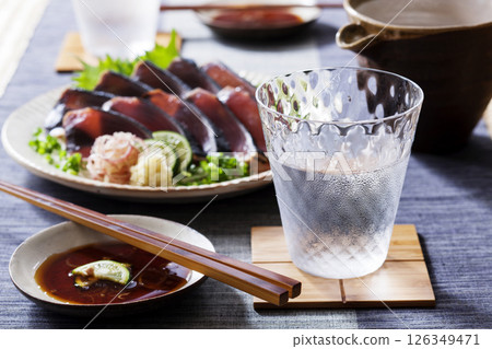 Shochu and seared bonito 126349471