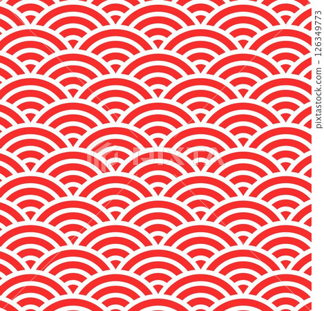 Simple Japanese pattern Seigaiha pattern background material Square Red and white Red and white 126349773