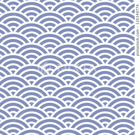 Japanese pattern background material: Square, Seigaiha pattern, simple, dull light blue 126349774