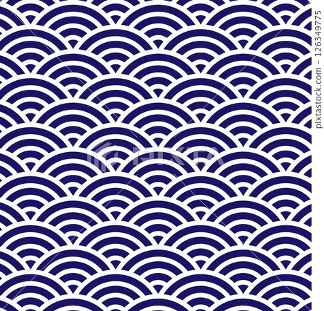 Simple Japanese pattern background material: Seigaiha pattern, square, dark navy blue, indigo Simple Japanese pattern background material: Seigaiha pattern, square, dark navy blue, indigo 126349775